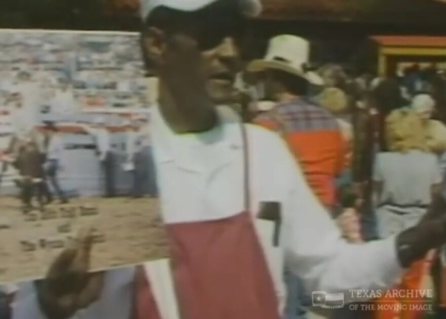A Texas prisoner sells albums of music recorded by Texas prisoners at the Huntsville Prison Rodeo