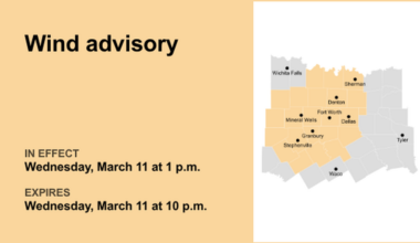 UPDATE: The wind advisory for North Texas is likely to expire at 10 p.m.