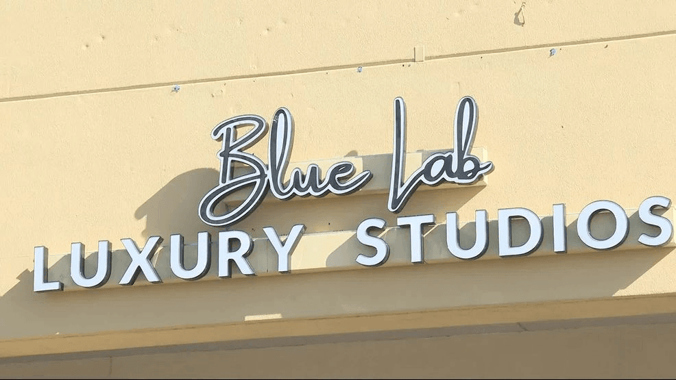 Blue Lab Luxury Studios sign. (Credit: KFOX14/CBS4)