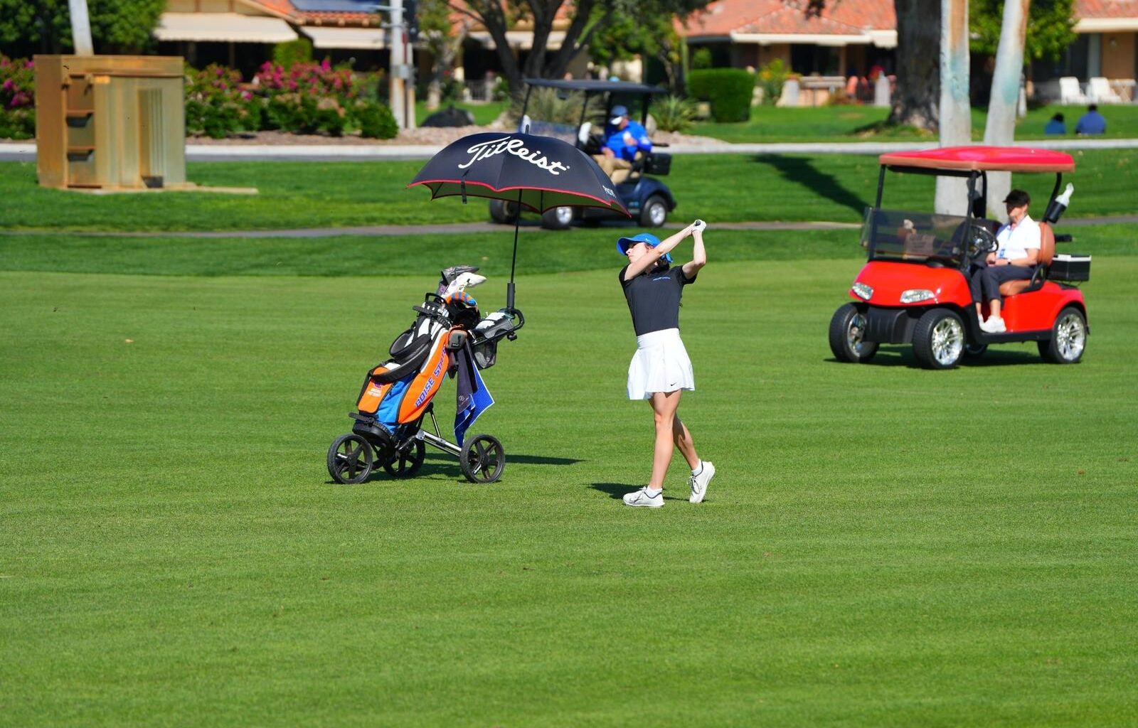 Teal Matsueda after drive during practice