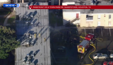 Firefighter injured after falling through second floor in apartment fire near Sharpstown, according to Houston Fire Department