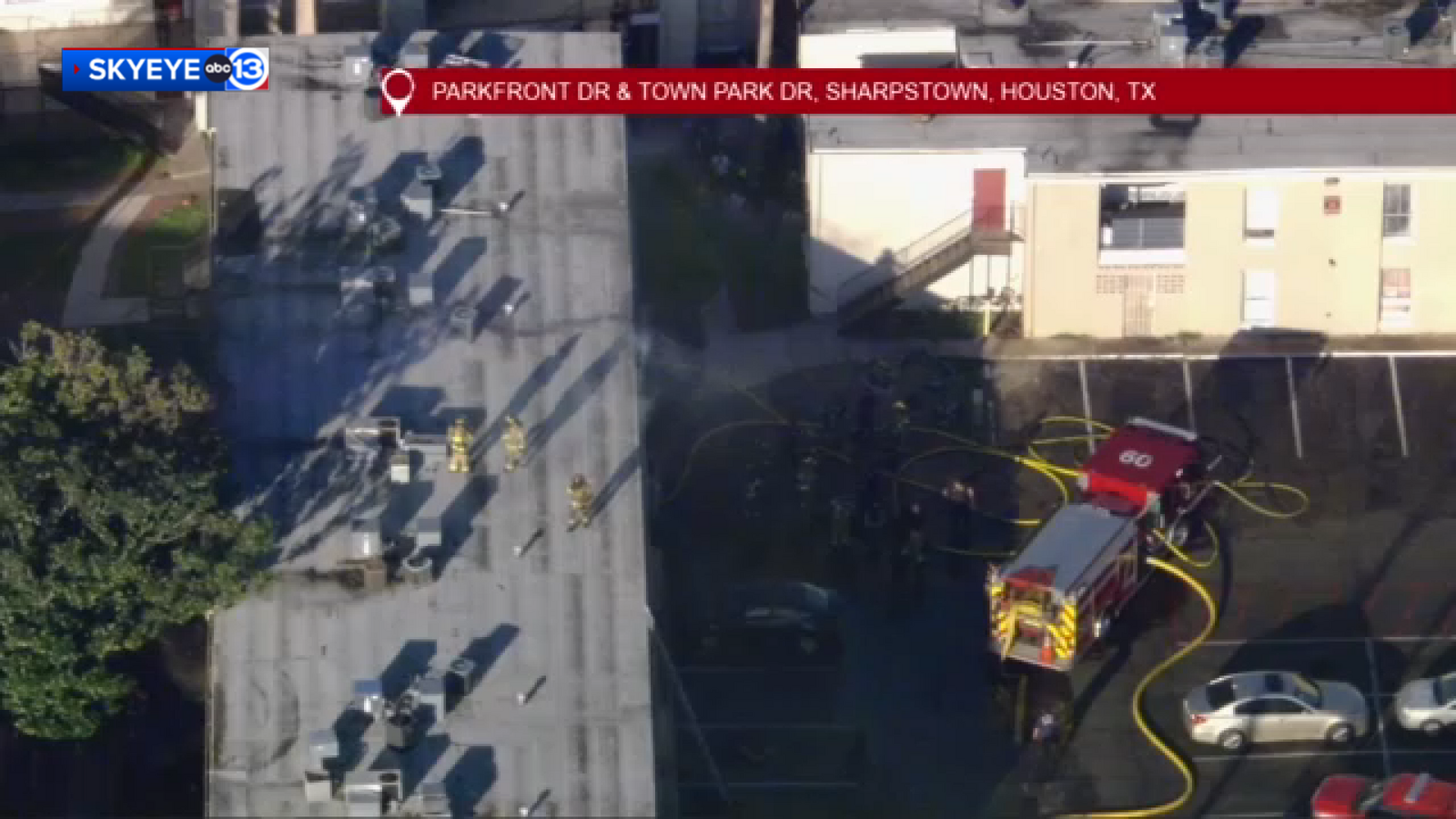 Firefighter injured after falling through second floor in apartment fire near Sharpstown, according to Houston Fire Department