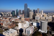 The view of downtown Dallas from Reunion Tower, December 29, 2024.