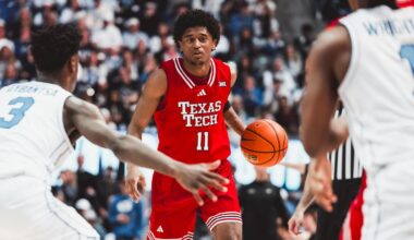 Grant McCasland and the Red Raiders celebrate after hearing their name called for the NCAA Tournament.