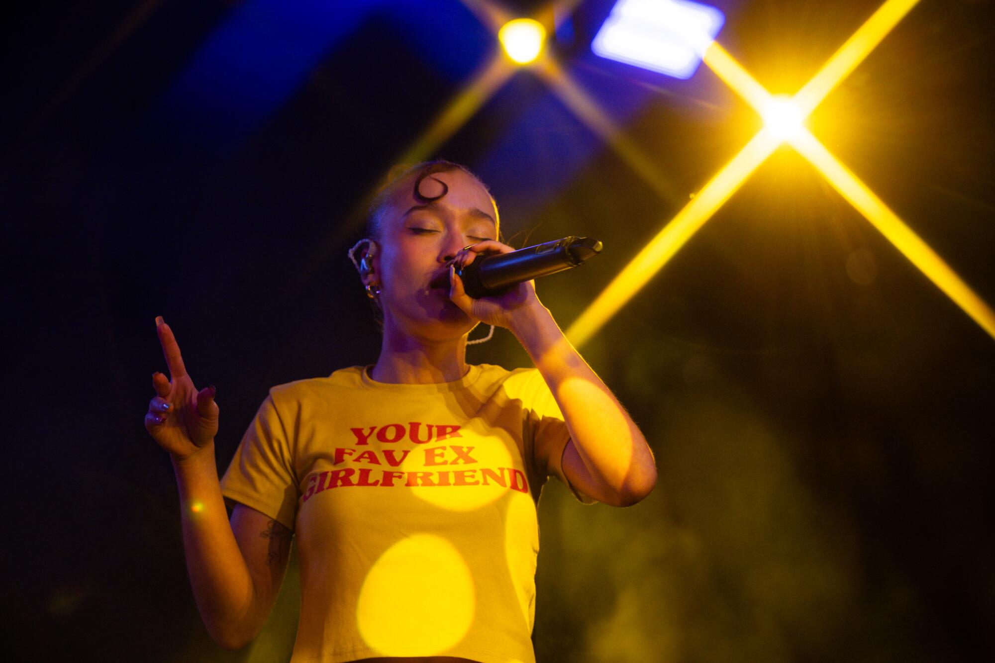 Colombian Dominican singer Nezza performs at the De Los showcase at South by Southwest.