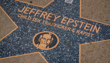 Jeffrey Epstein ‘Walk of Shame’ installation in Austin
