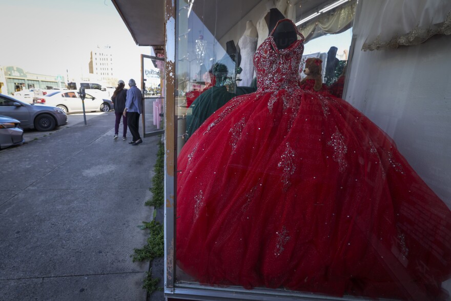 Businesses line Jefferson Boulevard where the Cinco de Mayo parade passed on previous years. This year instead of a parade the organizers are putting together a festival.
