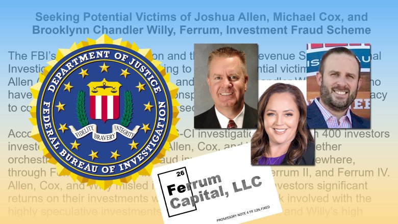 FBI asks Ferrum victims to come forward, while receiver aggressively seeks immediate payments to victims