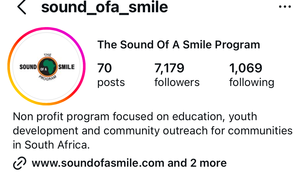 The Sound of A Smile Program is a nonprofit aimed at supporting education and youth development in South Africa. (The Sound of A Smile Program)