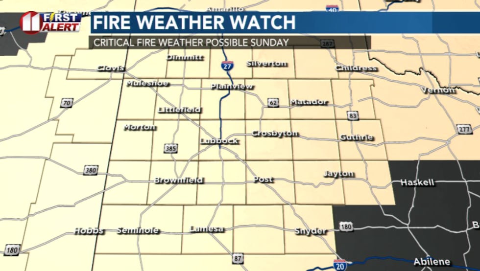 Fire Weather Watch for Sunday