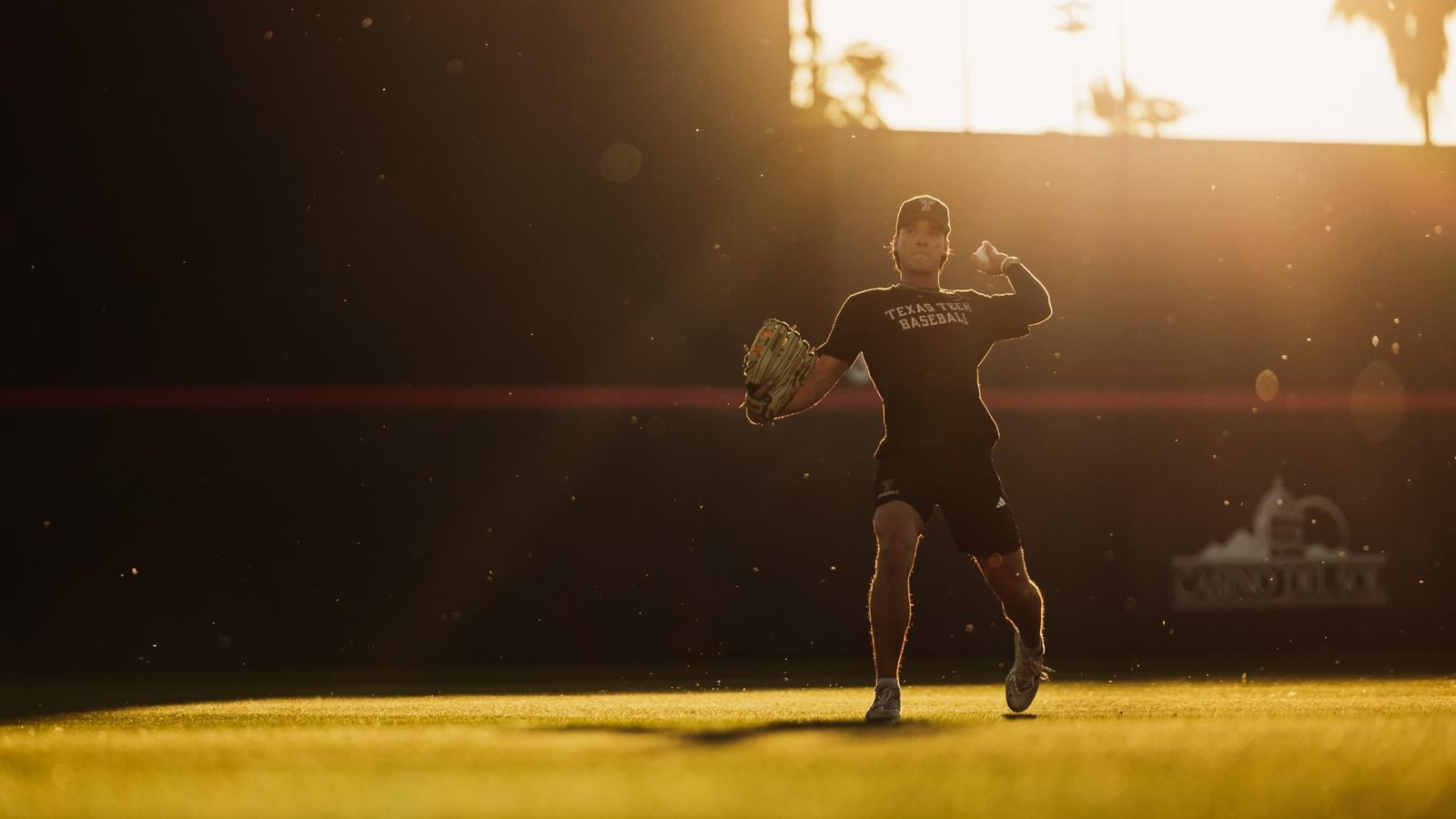 Texas Tech OF/LHP Jesse Rusinek screams coming off the mound during Tech's 9-5 Friday night win