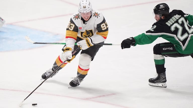 Vegas Golden Knights right wing Mitch Marner (93) skates with...