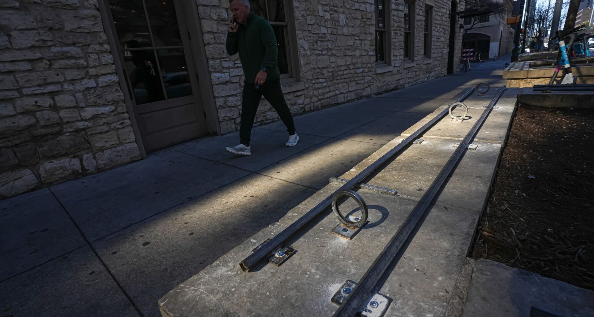Austin rips out mysterious bench spikes. Their origin remains unknown.