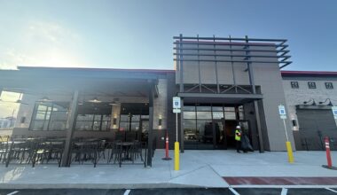 Construction continues on a new Portillo’s restaurant in Schertz, near San Antonio, with crews working on both the exterior and interior of the building on March 25, 2026.
