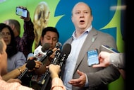 Dan Hunt, co-chair of the North Texas FIFA World Cup Organizing Committee, answers questions...