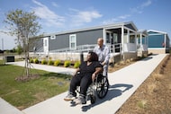 (From left) Anita and Kenneth Johnson leave their home for lunch served in the Club House at...