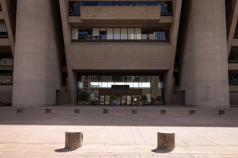 The main entrance of Dallas City Hall on Wednesday, March 18, 2026.