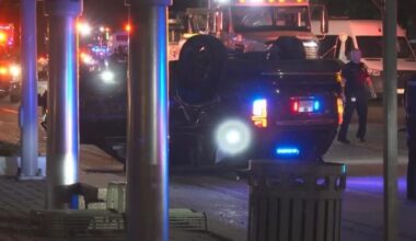 Downtown Houston collision overturns HPD K-9 unit en route to pursuit