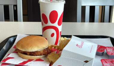In this photo illustration, a Chick-fil-A meal is displayed at a Chick-fil-A restaurant on June 01, 2023 in Novato, California.