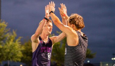 TCU's Amari Kiluvia getting ready to run the 100m hurdles