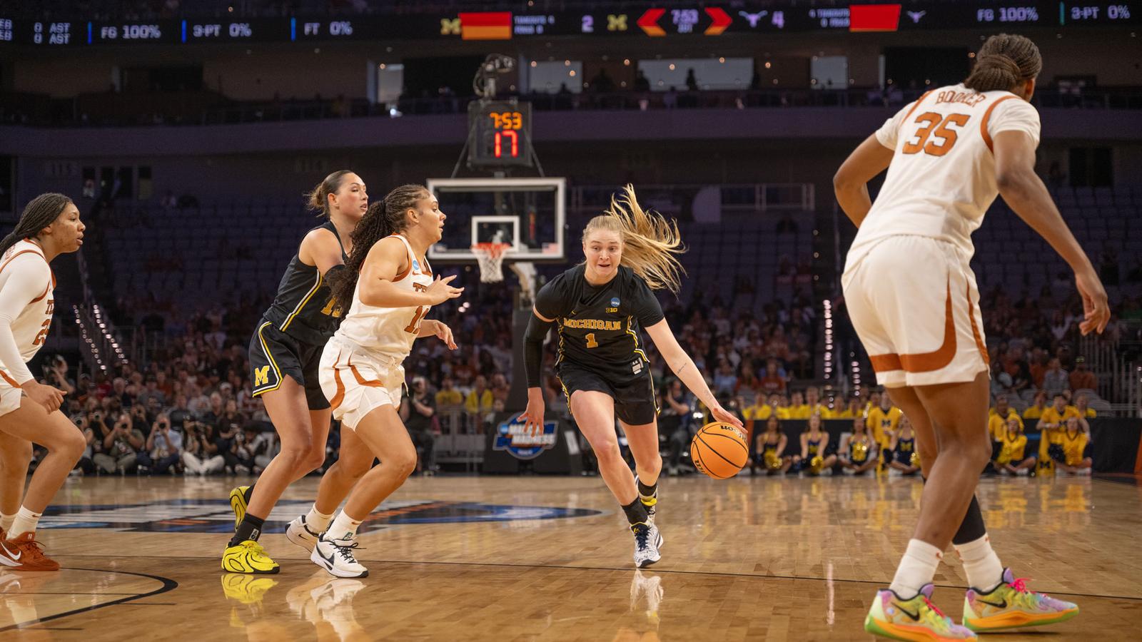 Women's basketball team celebration in NCAA Sweet 16 game