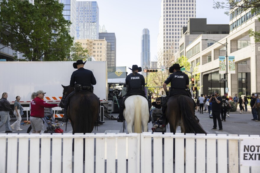 Austin Police Chief Lisa Davis meets with people after a community meeting at Govalle Elementary in Austin, Texas, on February 5, 2026.