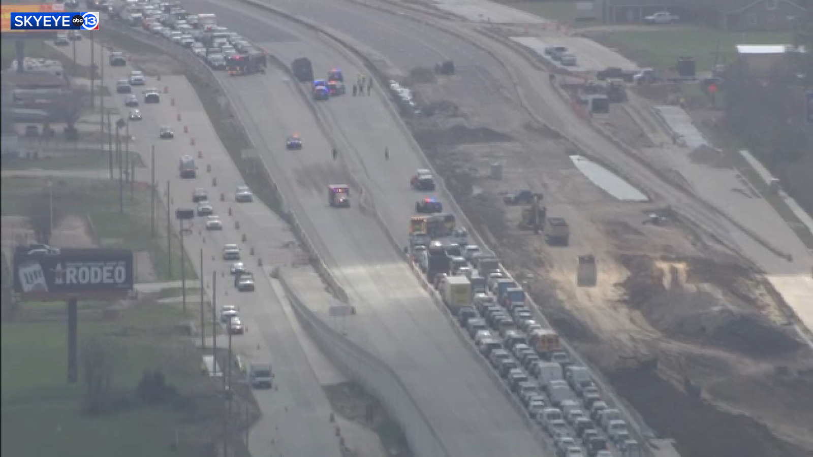 I-45 Gulf Freeway shut down in both directions at Vauthier Street due to crash involving heavy truck carrying rocks: La Marque PD