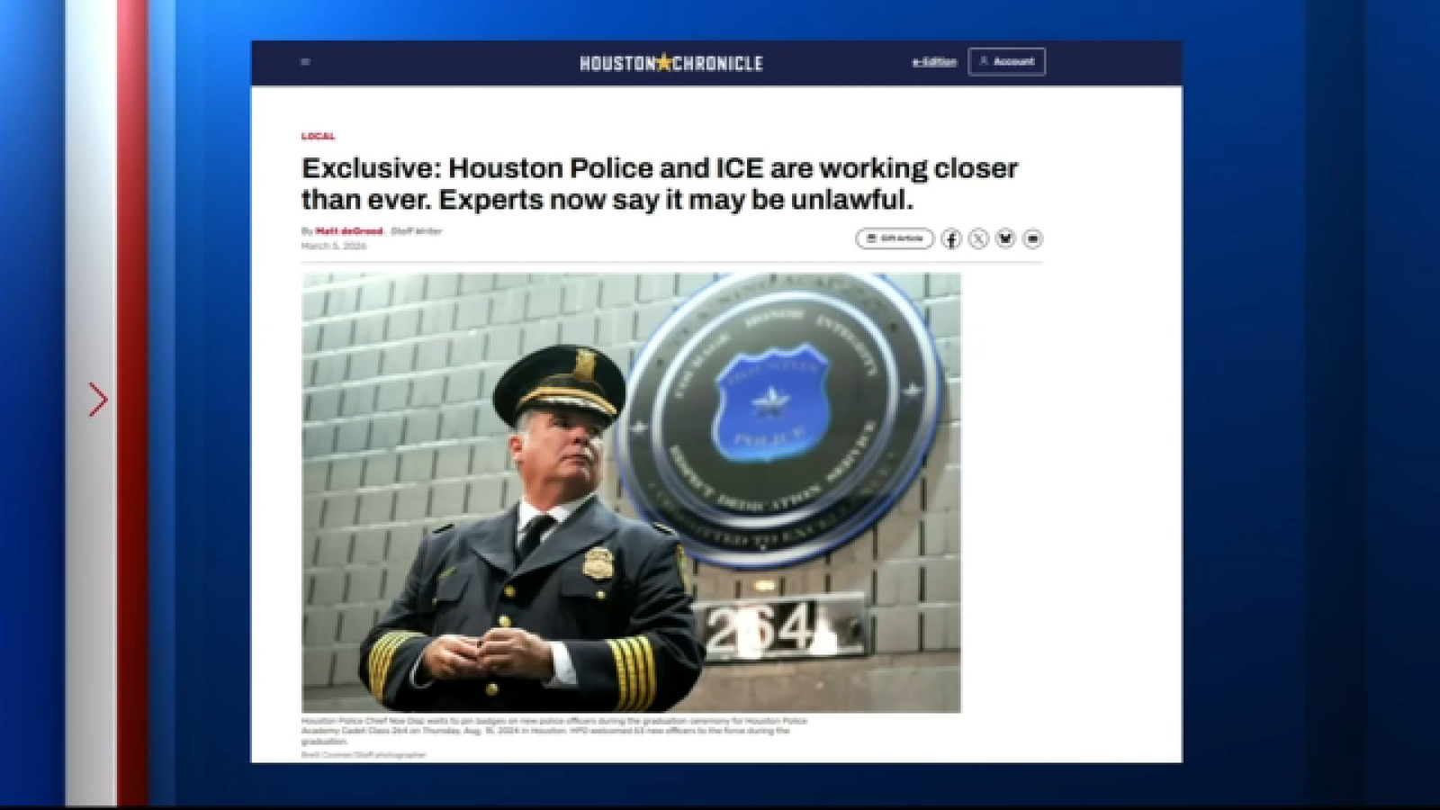 Houston Police Department relationship with ICE violates department policy, Houston Chronicle report says