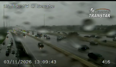 Houston TranStar cameras show rainy conditions along Highway 290 corridor in northwest Harris County