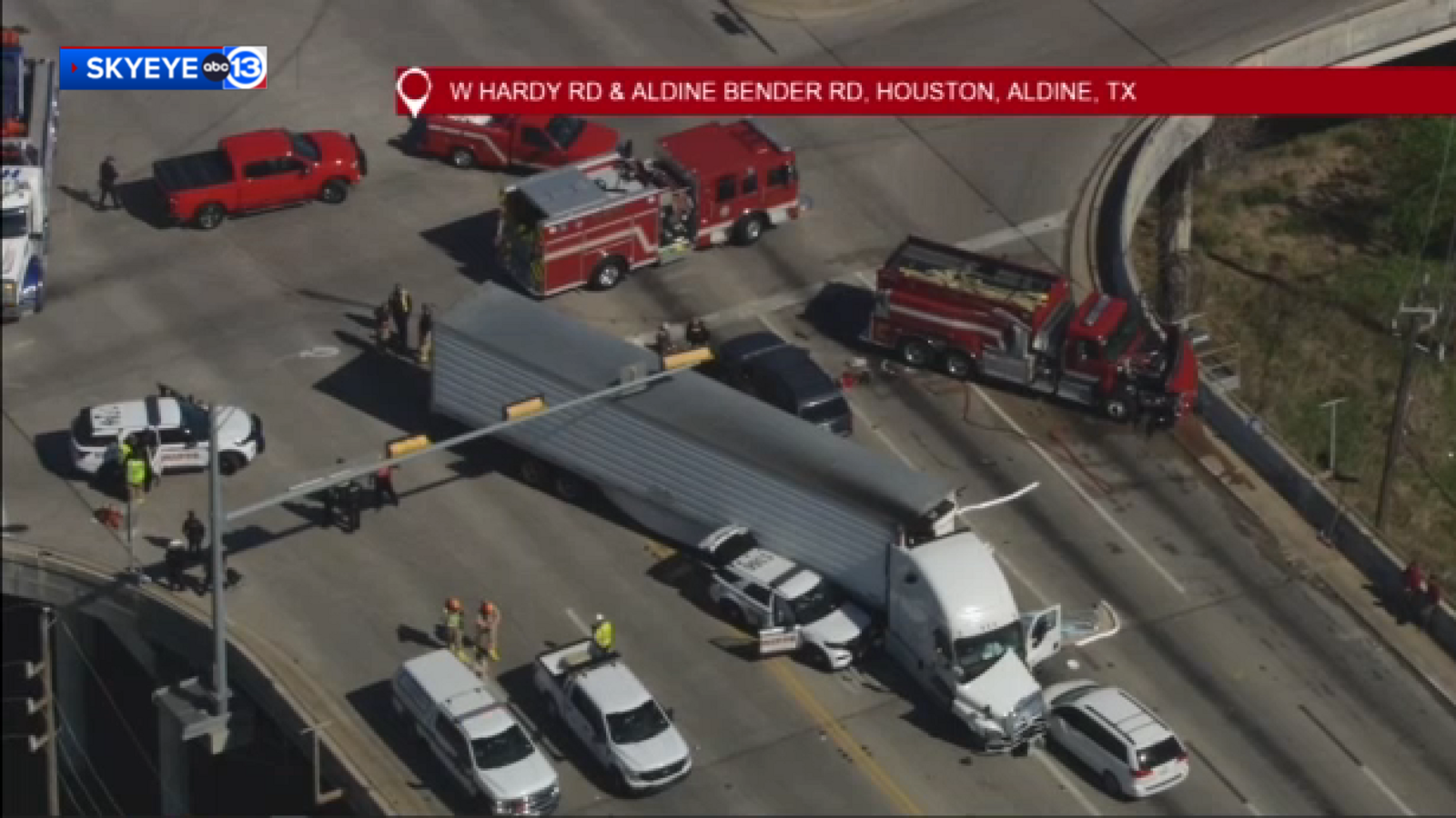 Deputy hospitalized after crash involving with 18-wheeler in north Harris County, HCSO says