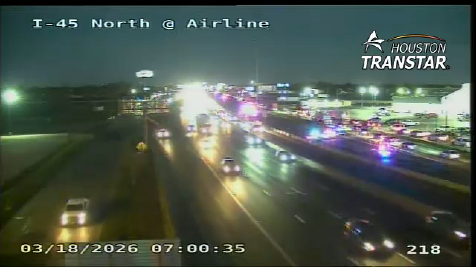 Deadly crash involving pedestrian shuts down I-45 North Freeway northbound at Airline Drive, HCSO says
