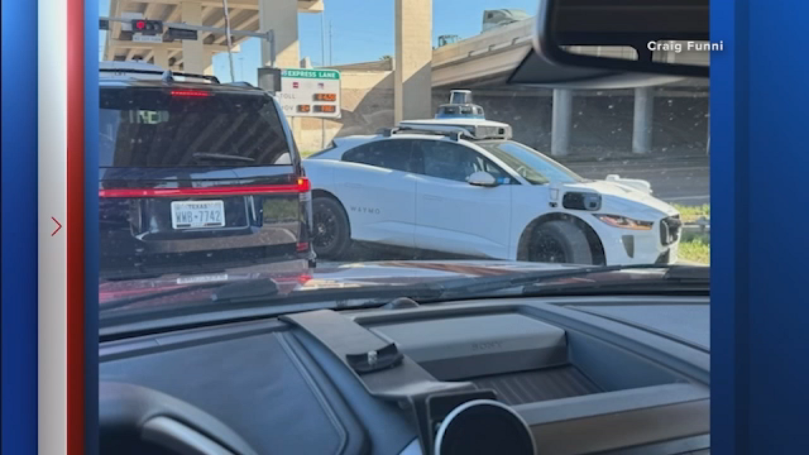 Only on 13: Video shows a Waymo vehicle trying to drive the wrong way onto an HOV lane in downtown Houston