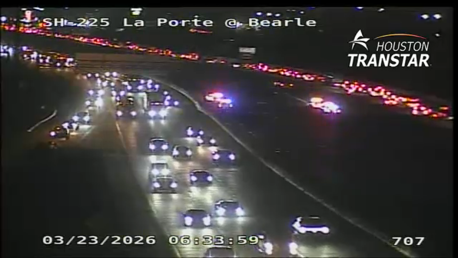 Pedestrian killed in crash along Highway 225 in Pasadena, police say; all westbound lanes closed at Bearle Street