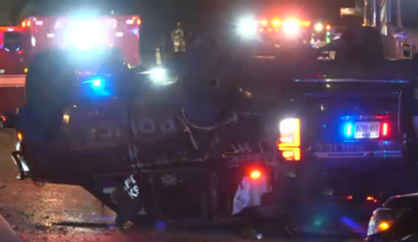 HPD officer and K9 injured in crash that flipped police cruiser in downtown Houston, authorities say