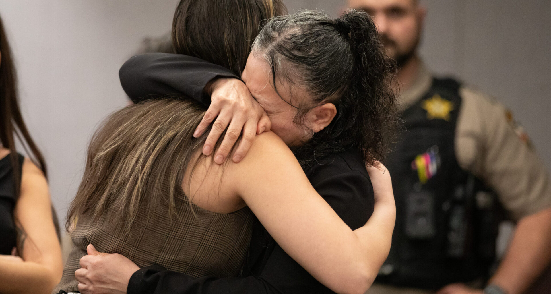 Carmen Mejia embraces her daughter upon her exoneration in Austin, on March 9, 2026. (Image: Montinique Monroe/Innocence Project)