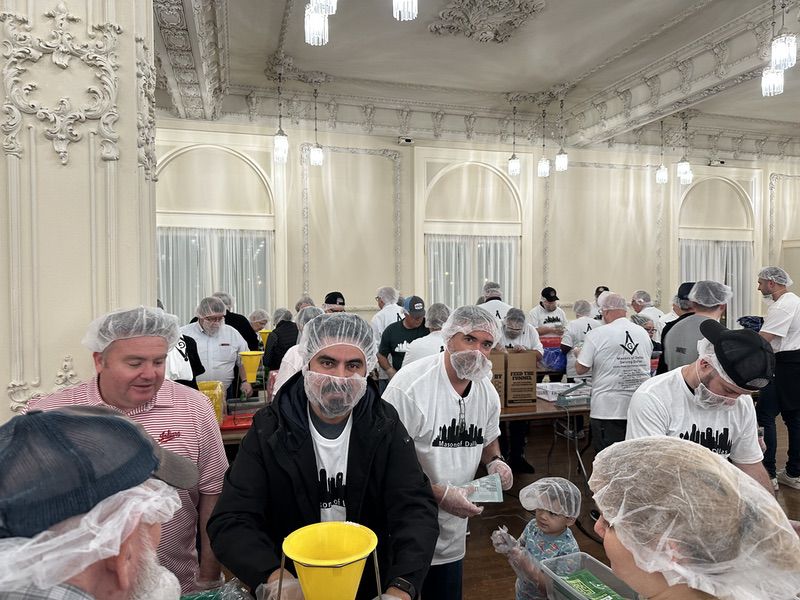 Dallas Masons Pack 60,000 Meals at Annual “Feed the Funnel” Freemason Charity Event