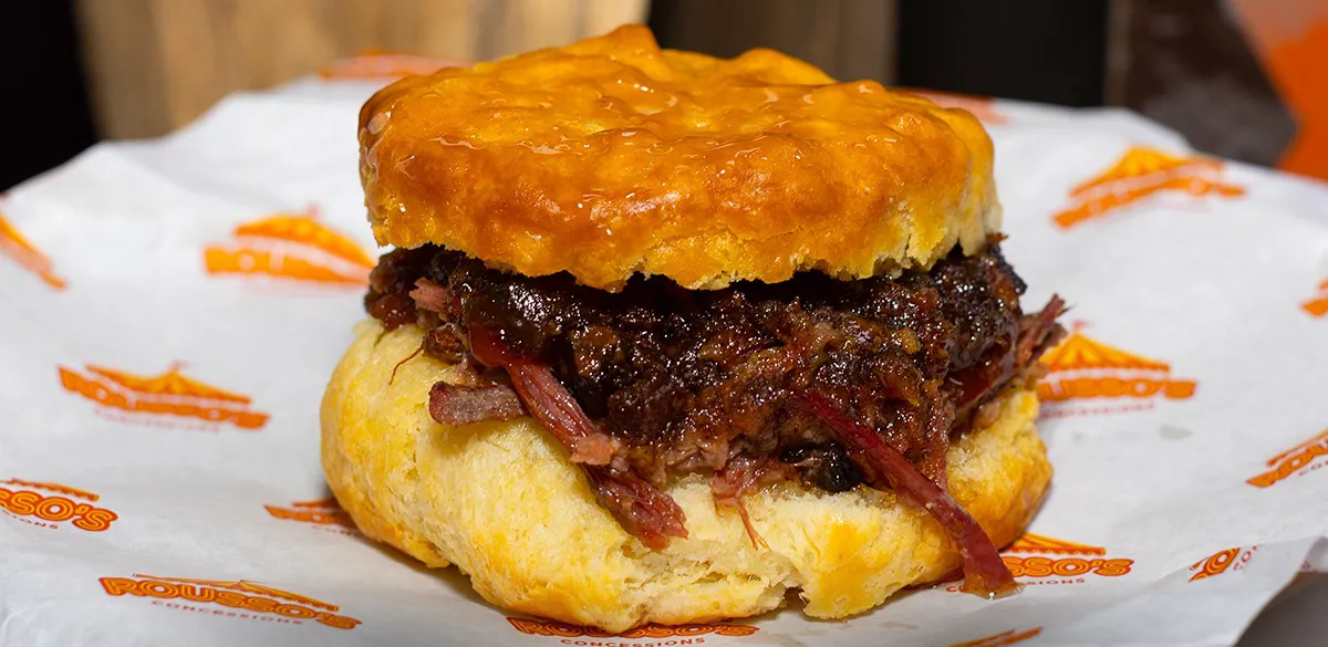 Bacon Jam Brisket Biscuit from Rousso’s Fat Bacon at the Houston Livestock Show & Rodeo