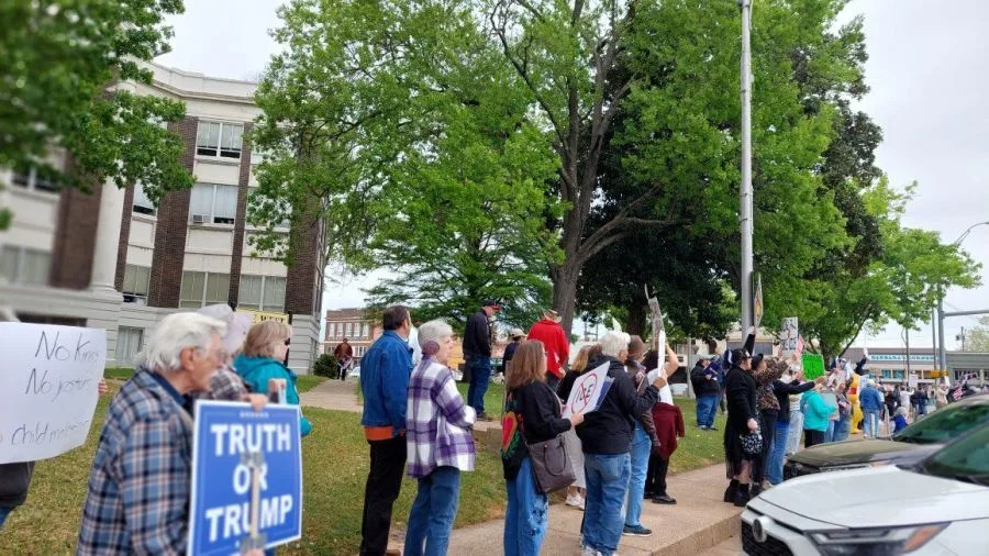 Photo of the Athens No Kings Protest, courtesy of the Northeast Texas National Organization for Women.