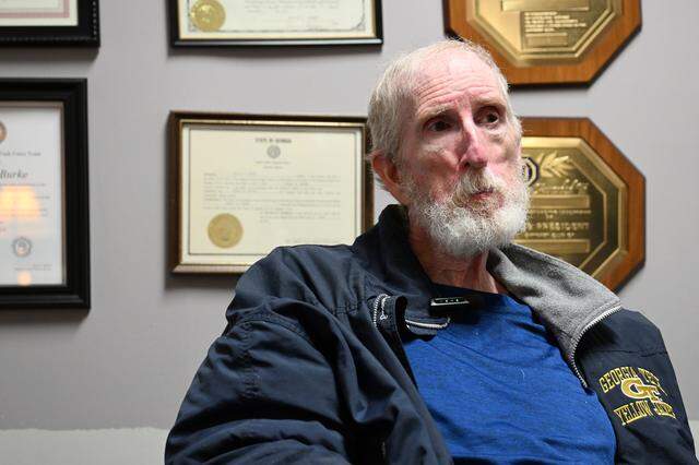 Former Houston Judicial Circuit district attorney Kelly Burke speaks to The Telegraph from his office on Thursday, Jan. 29, 2026, in Byron, Georgia. Burke was advocating for state legislation that would shorten life sentences for people like Jessie James Askew Jr., who Burke prosecuted against in 1997.