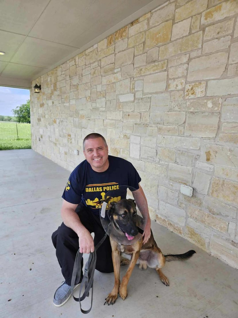 Sr. Cpl. Scott Jay and his dog, Figor, were wounded while searching for a man suspected of a...