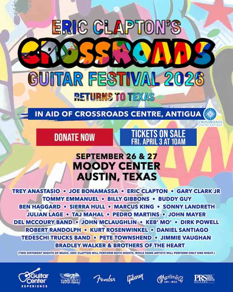 Eric Clapton's Crossroads Guitar Festival 2026, event flyer