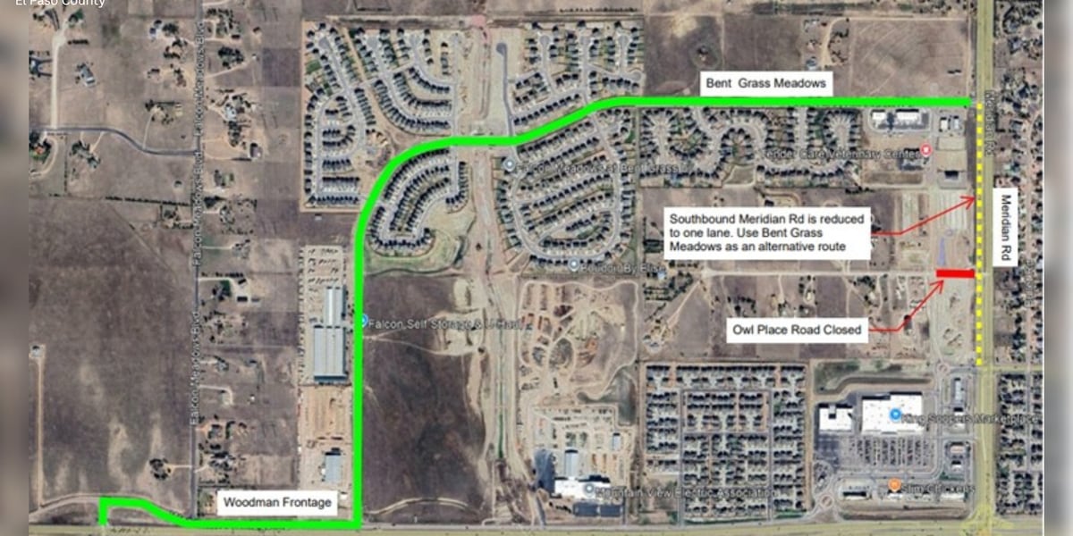 Construction crews to close lane on Meridian Drive for road repairs