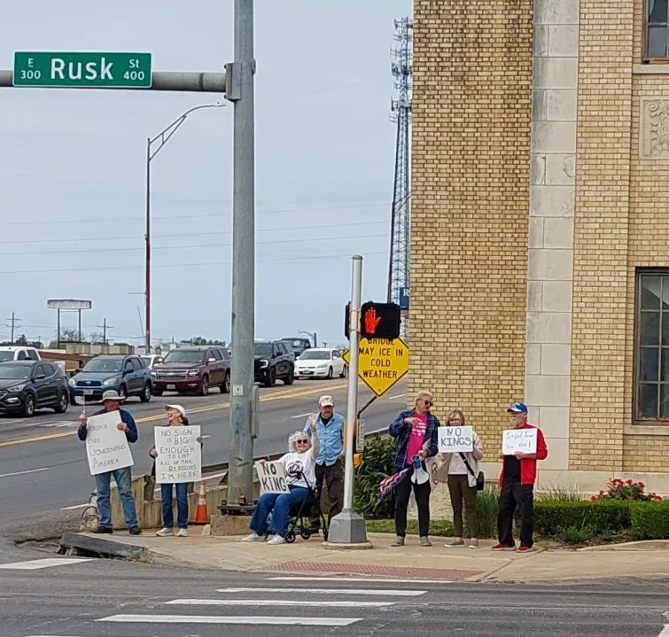 Photo of the Jacksonville No Kings Protest, courtesy of the Northeast Texas National Organization for Women.