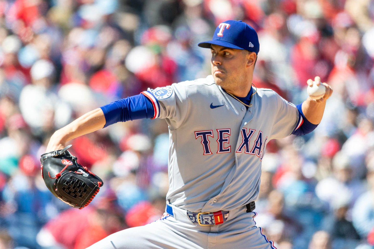 MacKenzie Gore strikes out 7 in his 1st start for Texas as the Rangers beat the Phillies 8-3
