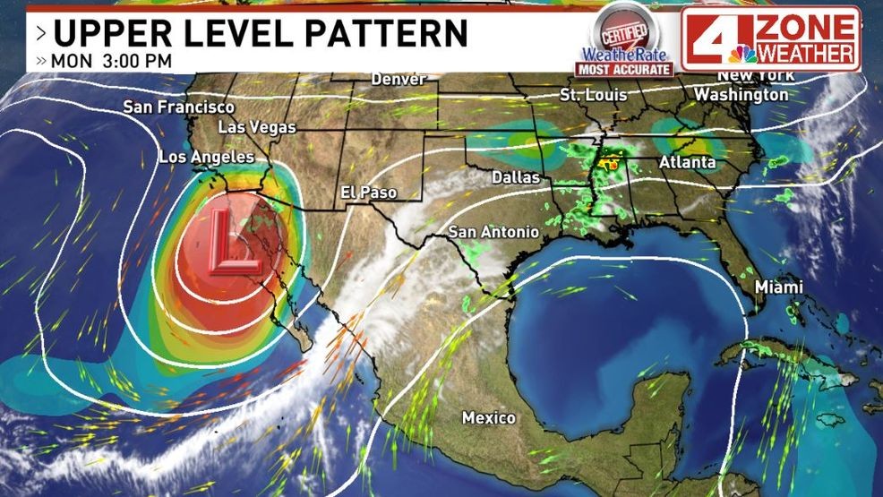 Large cutoff upper low driving the severe weather risk in our area as it moves east{ }