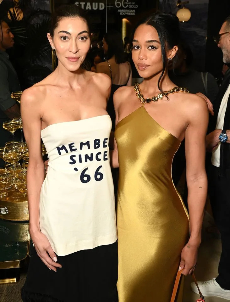 Sarah Staudinger and Laura Harrier.Credit: Bryan Bedder/Getty