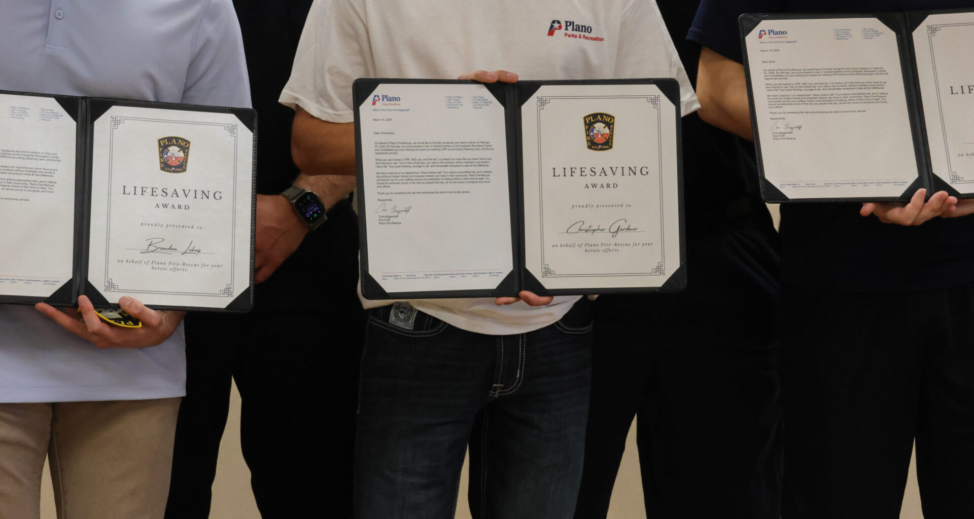 Three Plano lifeguards honored for life-saving measures taken after resident collapsed