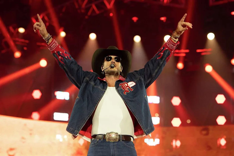 Russell Dickerson performs in concert during the Houston Livestock Show and Rodeo at NRG Park in Houston, Thursday, March 5, 2026. (Jason Fochtman/Houston Chronicle)