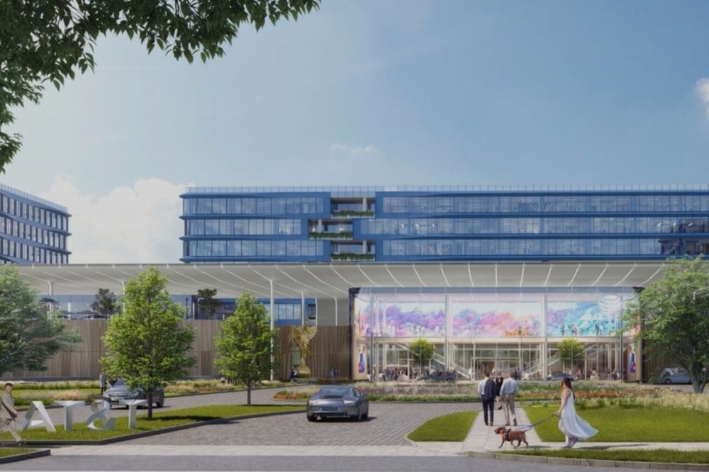 AT&T plans to relocate its global headquarters to a new 54-acre campus at 5400 Legacy Drive. (Rendering courtesy of AT&T)