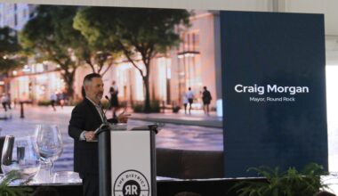 "I've been to a number of communities that have mixed use," Mayor Craig Morgan said in an address to ground breaking attendees. "It's something that Round Rock needs...This is going to be transformational for Round Rock." (Brooke Sjoberg/Community Impact)